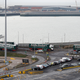 Lorries arrive at the Port of Dover during a trial of how road will cope in case of a “no-deal” Brexit.